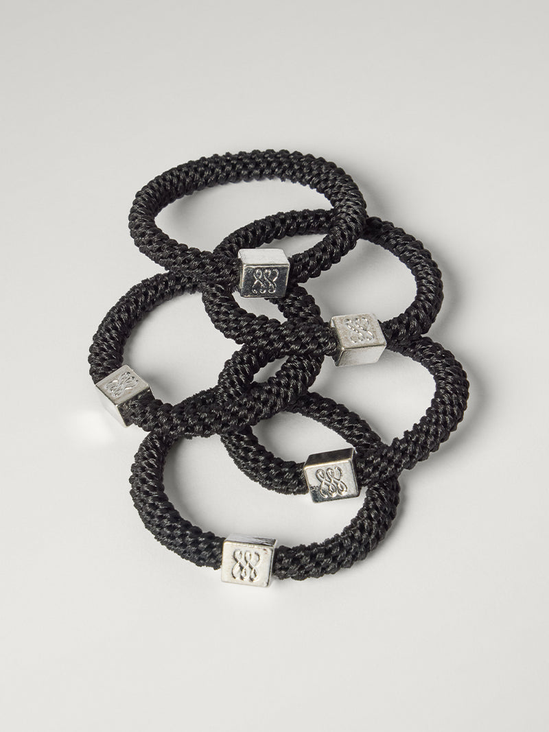 Luxy Silver Gravity Defying Hair Ties - Black (Set of 5)