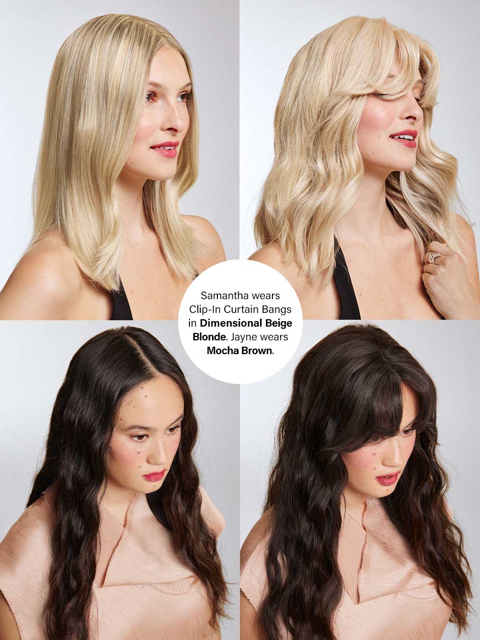16” Dimensional Beige Blonde Seamless & Clip-In Curtain Bangs Bundle (177g)