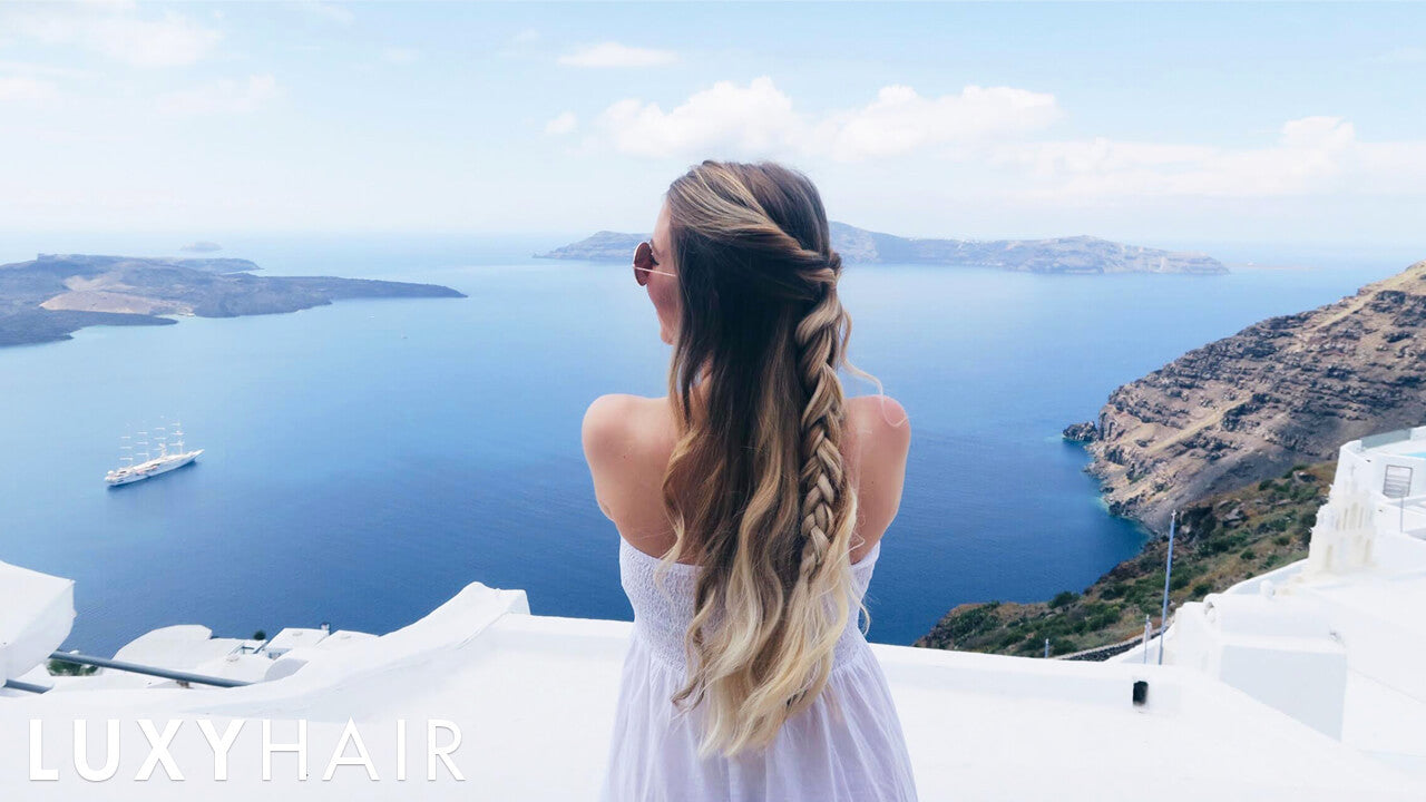 Luxy® Hair - Day-to-Night Travel Hairstyle + Santorini Travel Guide