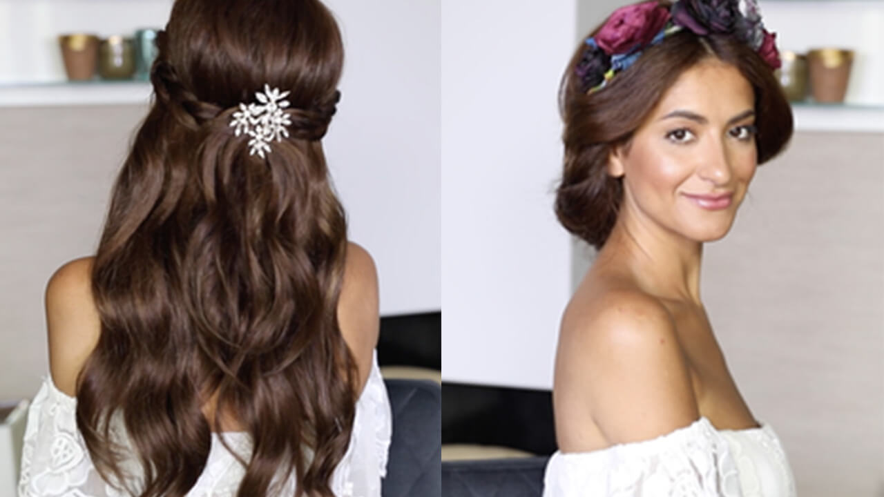 modern wedding hair | Wedding hairstyles, Middle part hairstyles, Middle  part curls