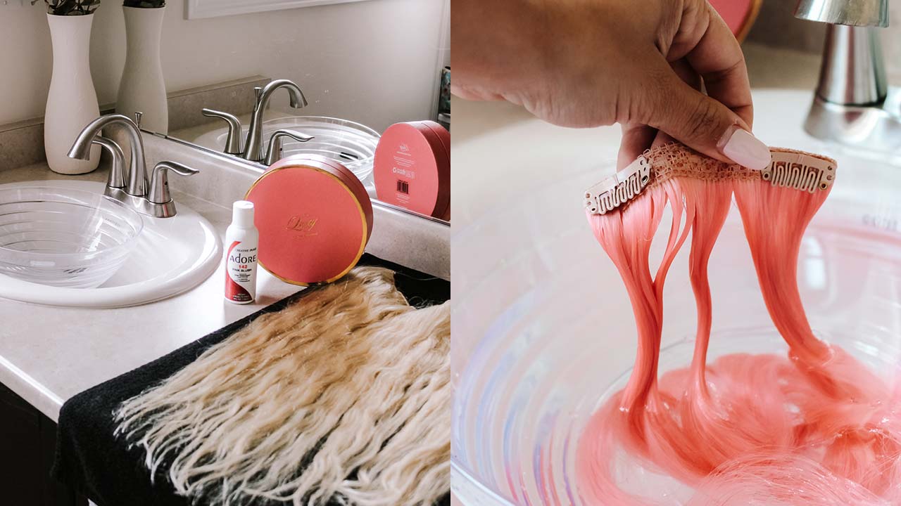 Dying fake hair sale extensions