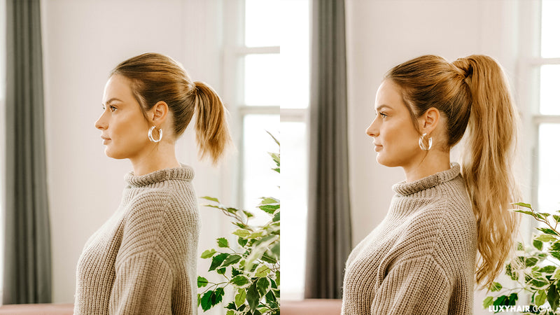 High pony with halo hair on sale extensions