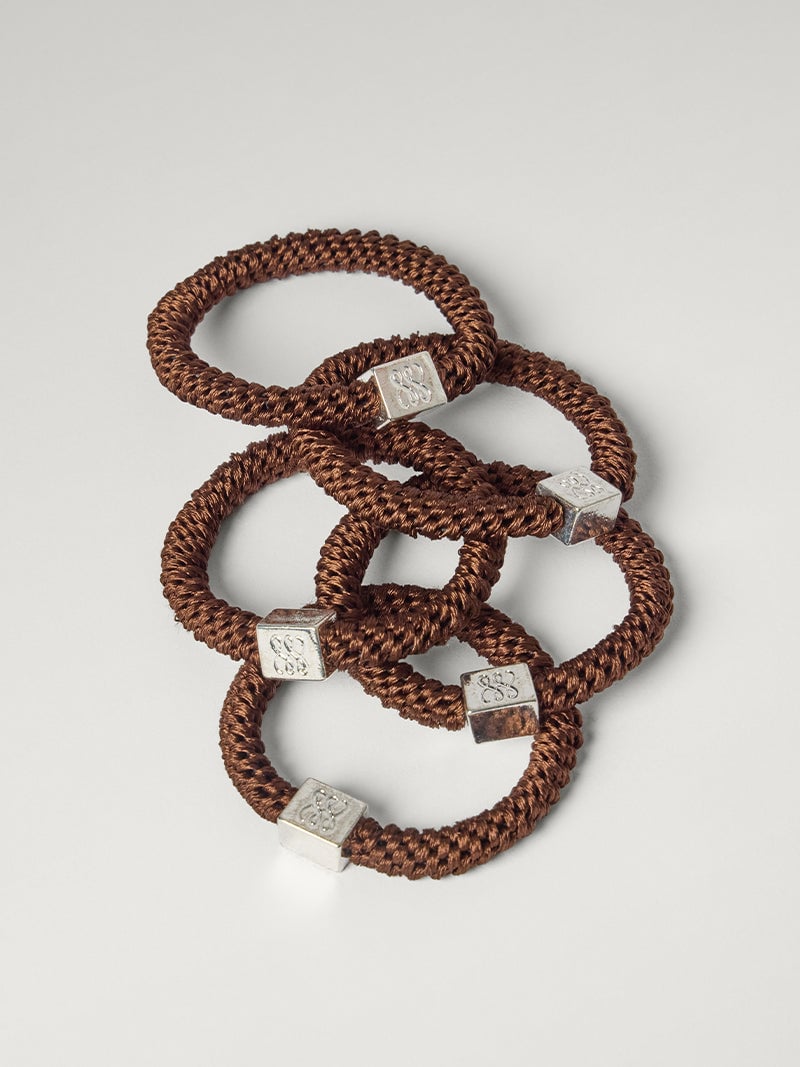 Luxy Silver Gravity Defying Hair Ties - Brown (Set of 5)