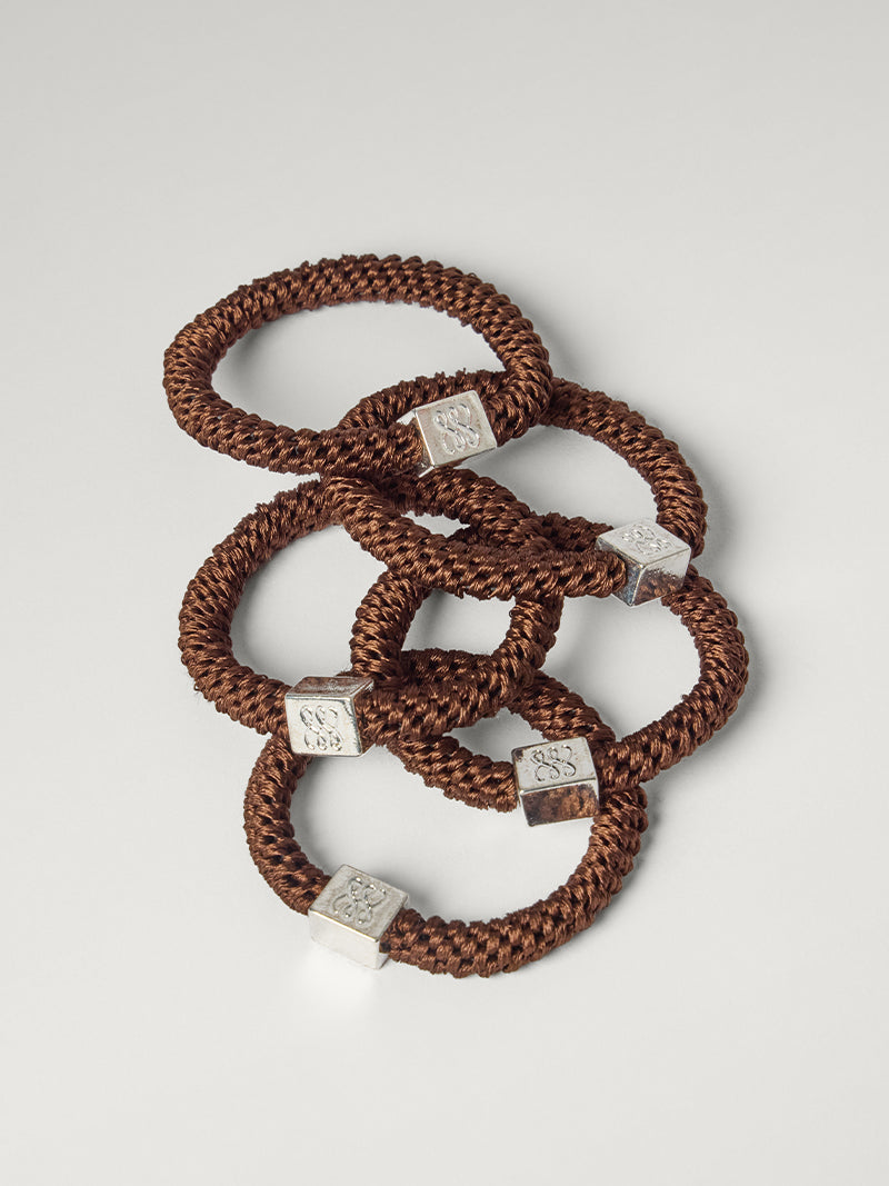 Luxy Silver Gravity Defying Hair Ties - Brown (Set of 5)