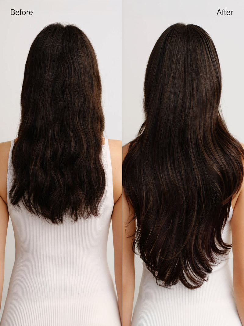18" Off Black Effortless Tape-Ins The Full Volume Kit (45g) - Before And After - Back