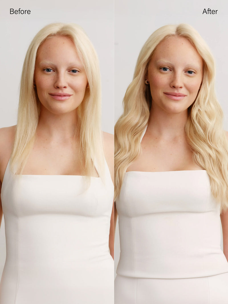22" Natural Blonde Balayage Effortless Tape-Ins The Full Volume Kit (50g) - Before And After - Front