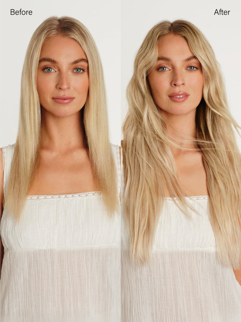 16" Dimensional Buttery Champagne Blonde Root Melt Halo® Hair Extensions (140g)