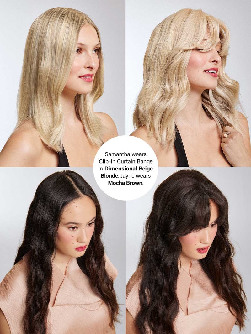 16” Mocha Brown Seamless & Clip-In Curtain Bangs Bundle (177g)