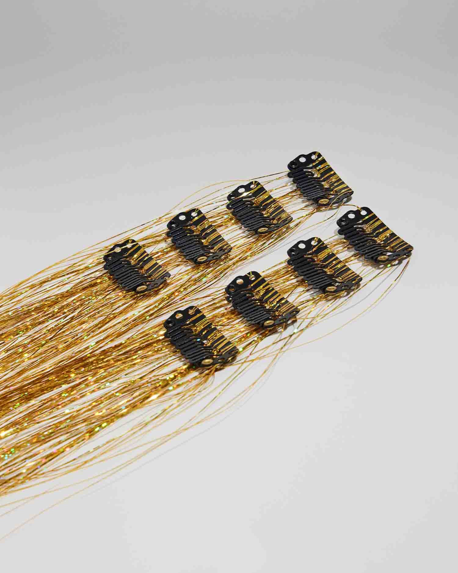 Gold Hair Tinsel Clip-Ins