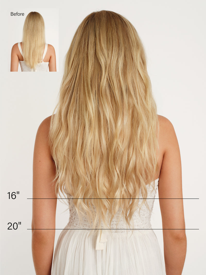 20" Classic Dimensional Caramel Honey Blonde Root Melt Clip-Ins (220g)