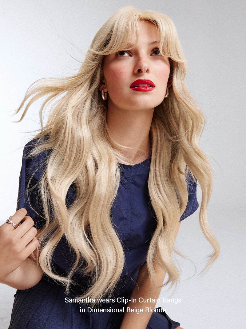 Light Gray Clip-In Curtain Bangs - Main Image