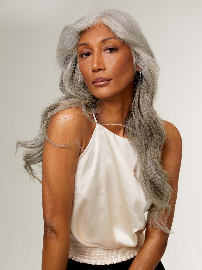 <a href="https://wwwluxyhaircom/collections/seamless-clip-in-hair-extensions/products/20-seamless-light-gray-clip-ins-180g-20-180g?type=gray"> 20" Seamless Light Gray Clip-Ins</a> image