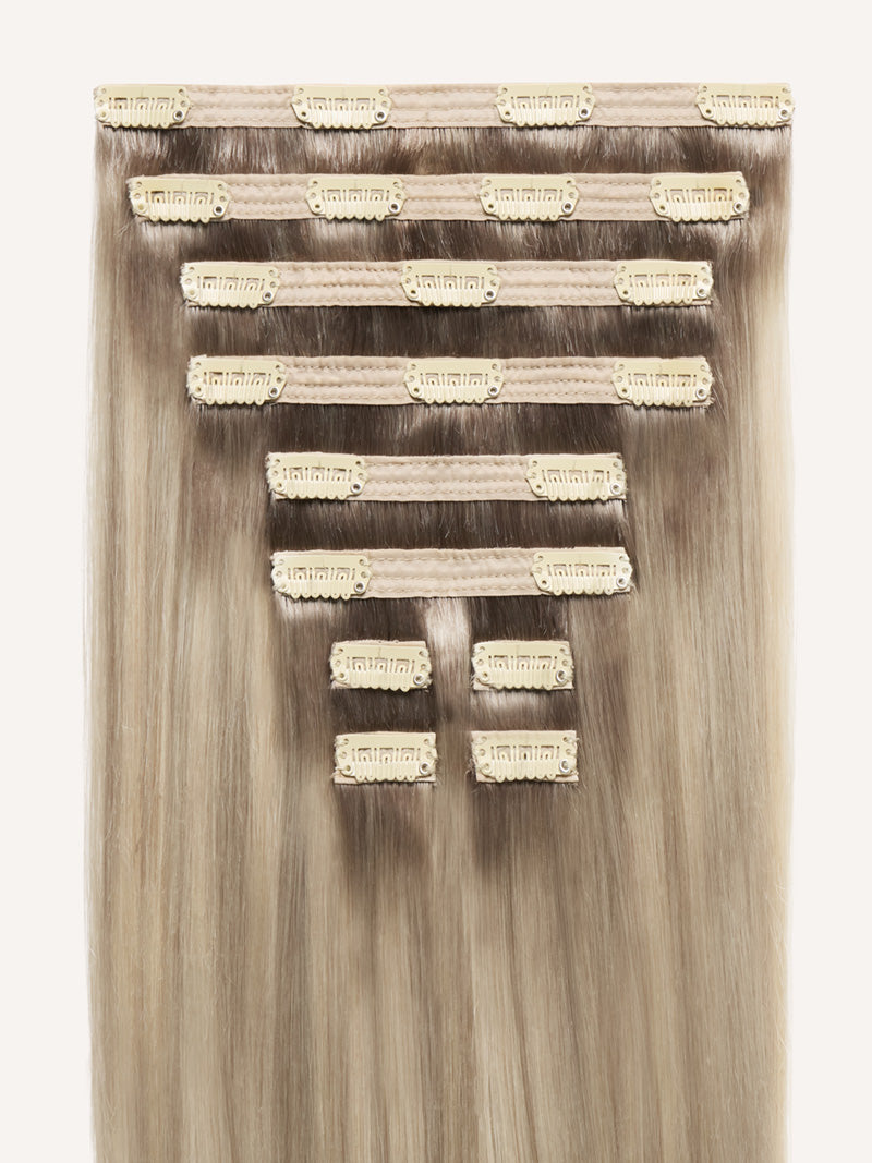 20" Classic Dimensional Rooted Platinum Pearl Blonde Clip-Ins (220g)