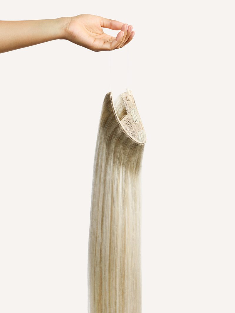 16" Dimensional Buttery Champagne Blonde Root Melt Halo® Hair Extensions (140g)