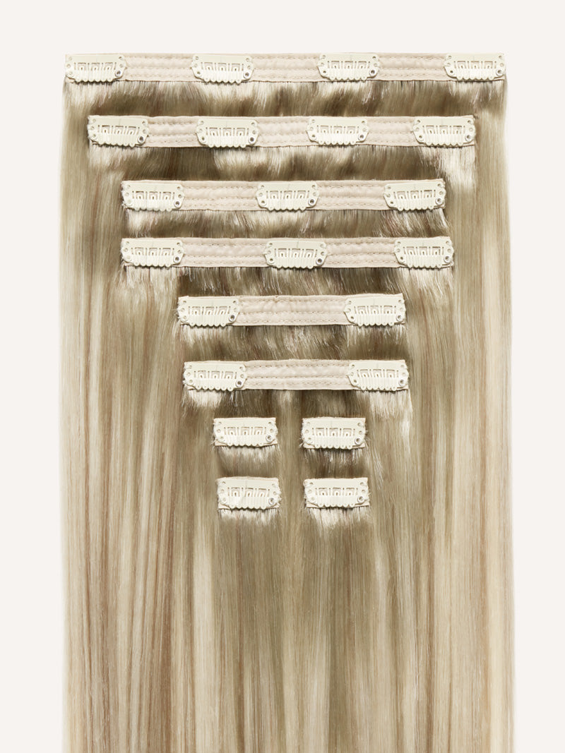 20" Classic Dimensional Buttery Champagne Blonde Root Melt Clip-Ins (220g)