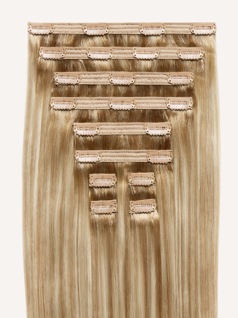 16" Classic Dimensional Caramel Honey Blonde Root Melt Clip-Ins (160g)
