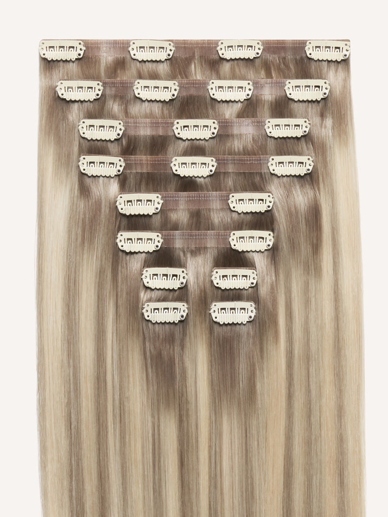 20" Seamless Dimensional Rooted Platinum Pearl Blonde Clip-Ins (180g)