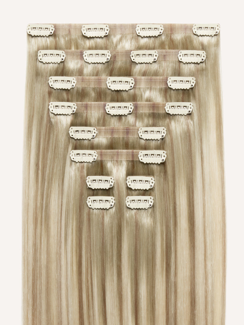 16" Seamless Dimensional Buttery Champagne Blonde Root Melt Clip-Ins (160g)