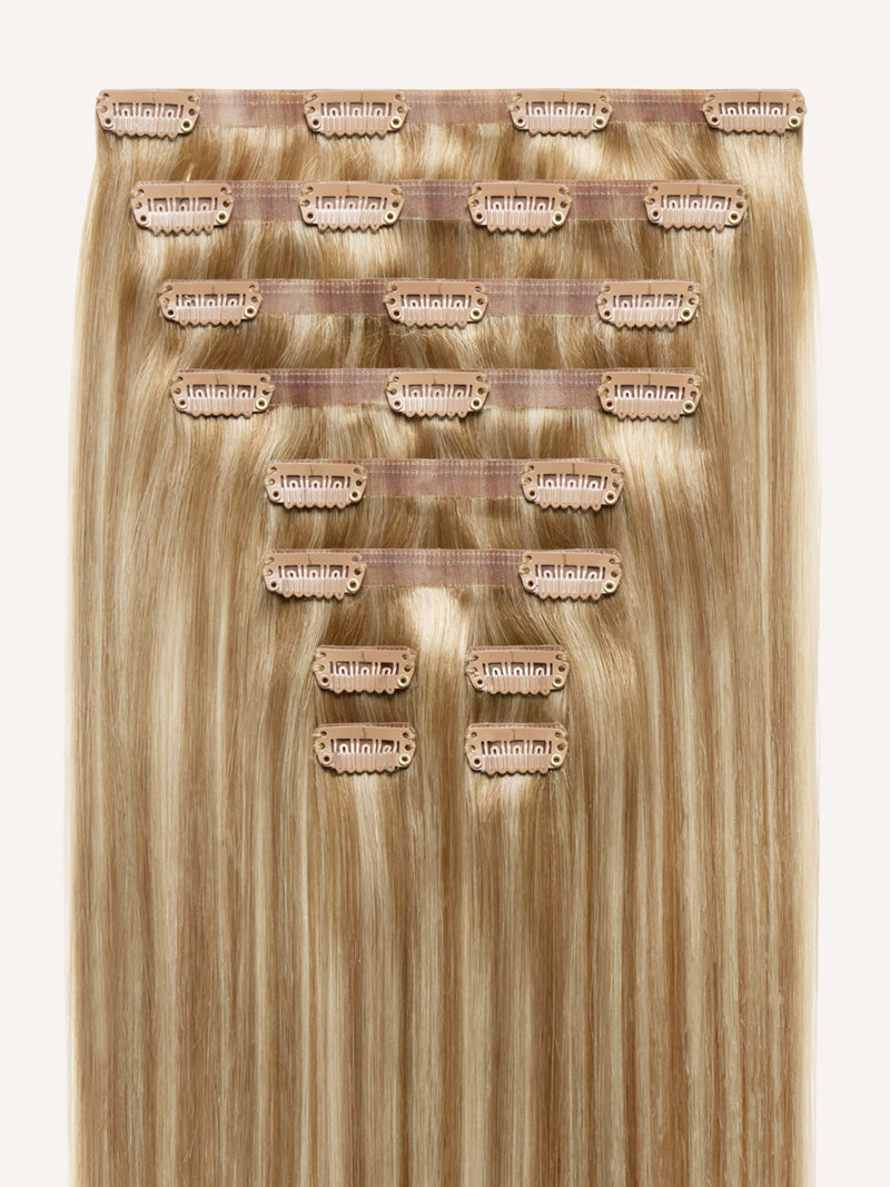 20" Seamless Dimensional Caramel Honey Blonde Root Melt Clip-Ins (220g)