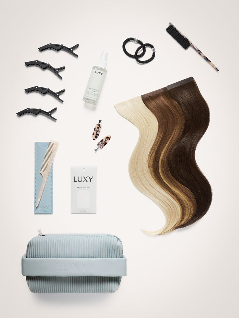 18" Dimensional Cream Blonde Effortless Tape-Ins The Total Transformation Kit (135g) - Bundle Accessories
