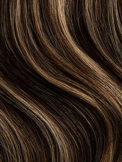 12" Seamless Mocha Brown Highlights Clip-Ins (150g)