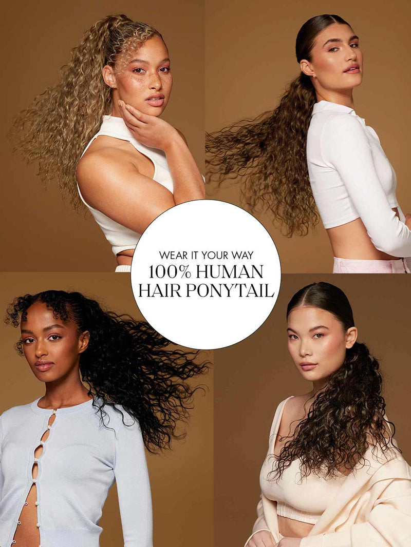 100% remy human hair curly ponytail