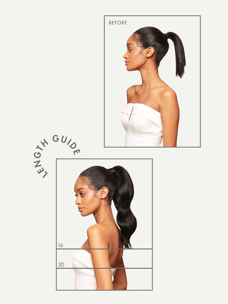 before after clip in ponytail extension luxy hair