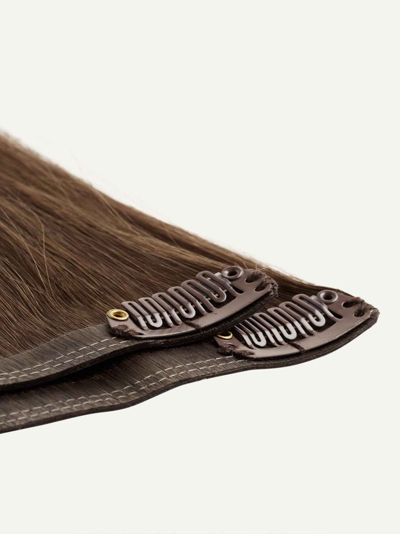 16 Inch Ash Brown Balayage Hair Extensions for Thin Hair