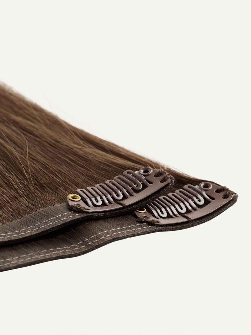 16 Inch Ash Brown Balayage Hair Extensions for Thin Hair