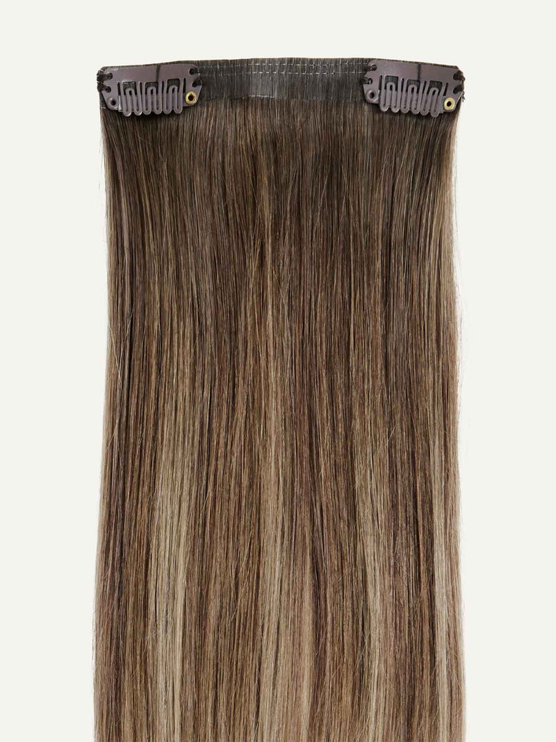 16 Inch Ash Brown Balayage Hair Extensions for Thin Hair
