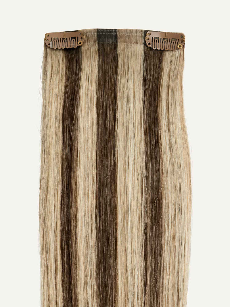 16 Inch Ash Brown Highlights Hair Extensions for Thin Hair