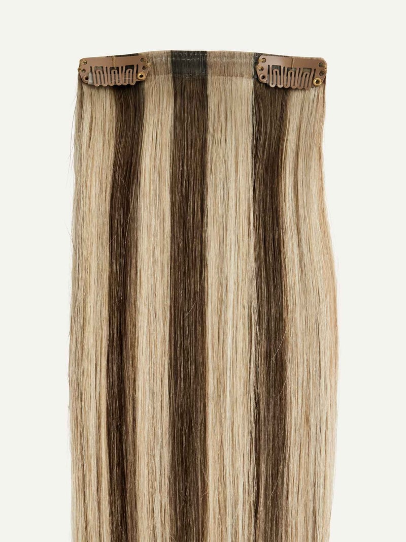 16 Inch Ash Brown Highlights Hair Extensions for Thin Hair