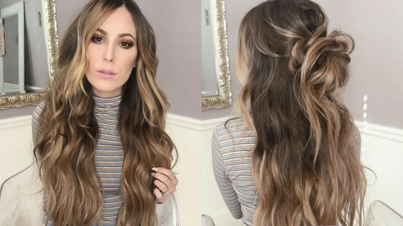 How to Style Long Hair: Beach Waves & Messy Bun