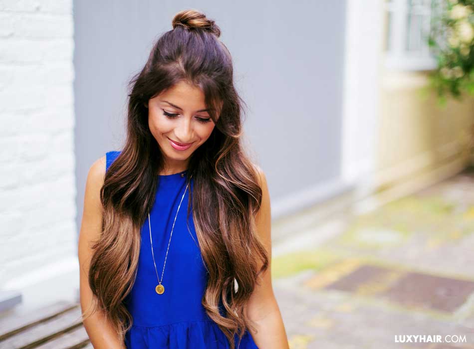 Half top knot How to do a half up top knot hairstyle