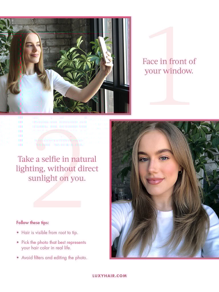 Guide on taking a hair selfie with natural lighting.