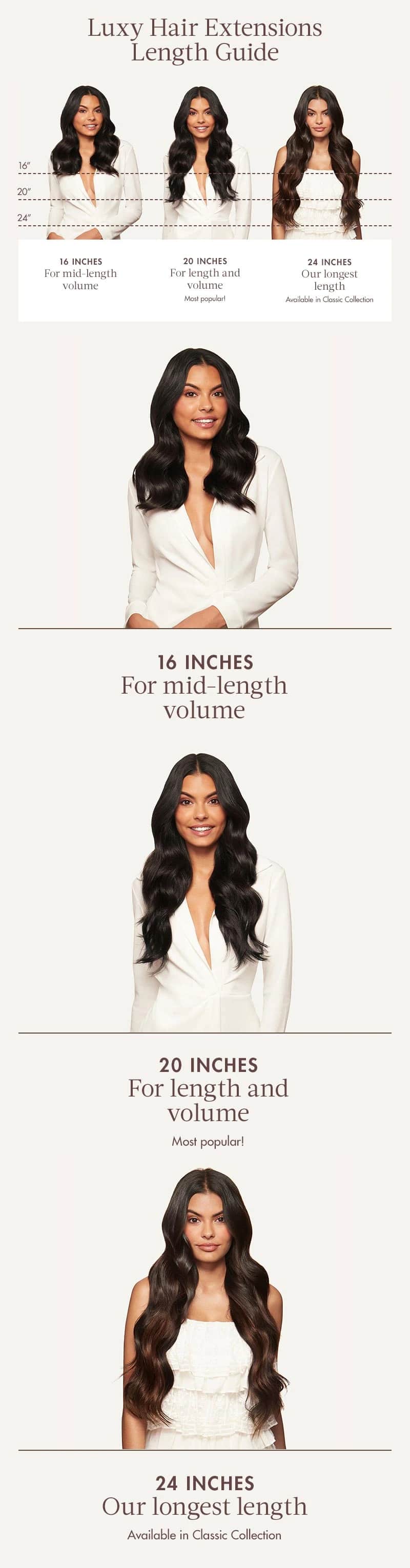 luxy hair extensions length guide chart