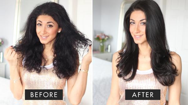 Frizzy hair before and after