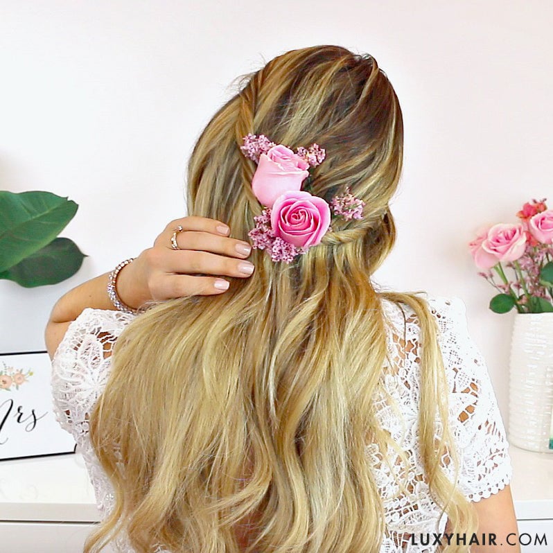 easy wedding hairstyle twisted half-up do