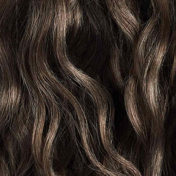 Cool Dark Brown Balayage Curly Ponytail