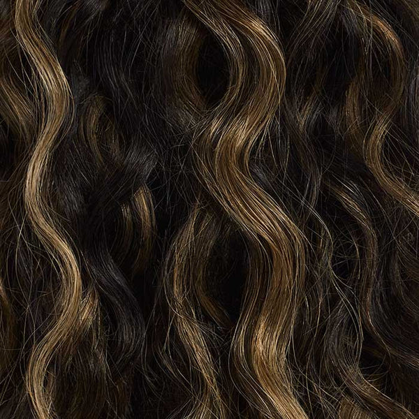 Off Black Bronde Balayage Curly Ponytail