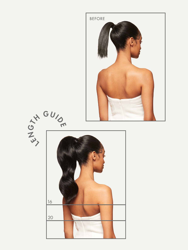 before after ponytail clip-in extension