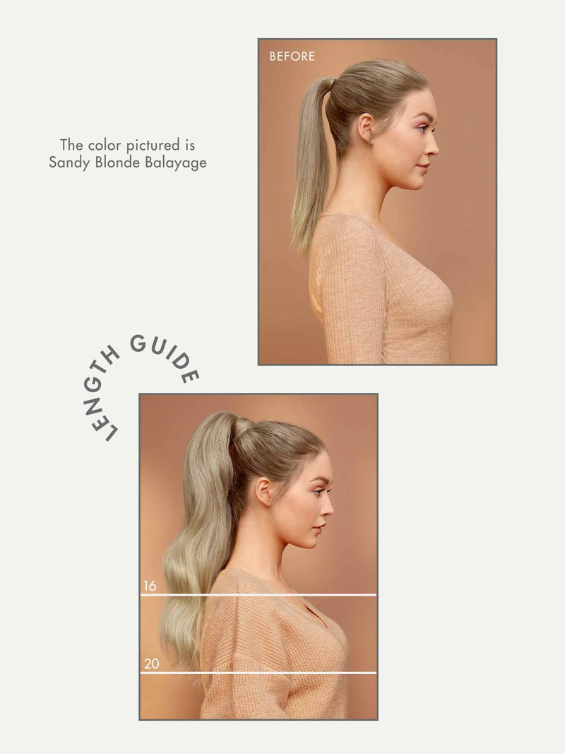 before after clip in ponytail extension luxy hair
